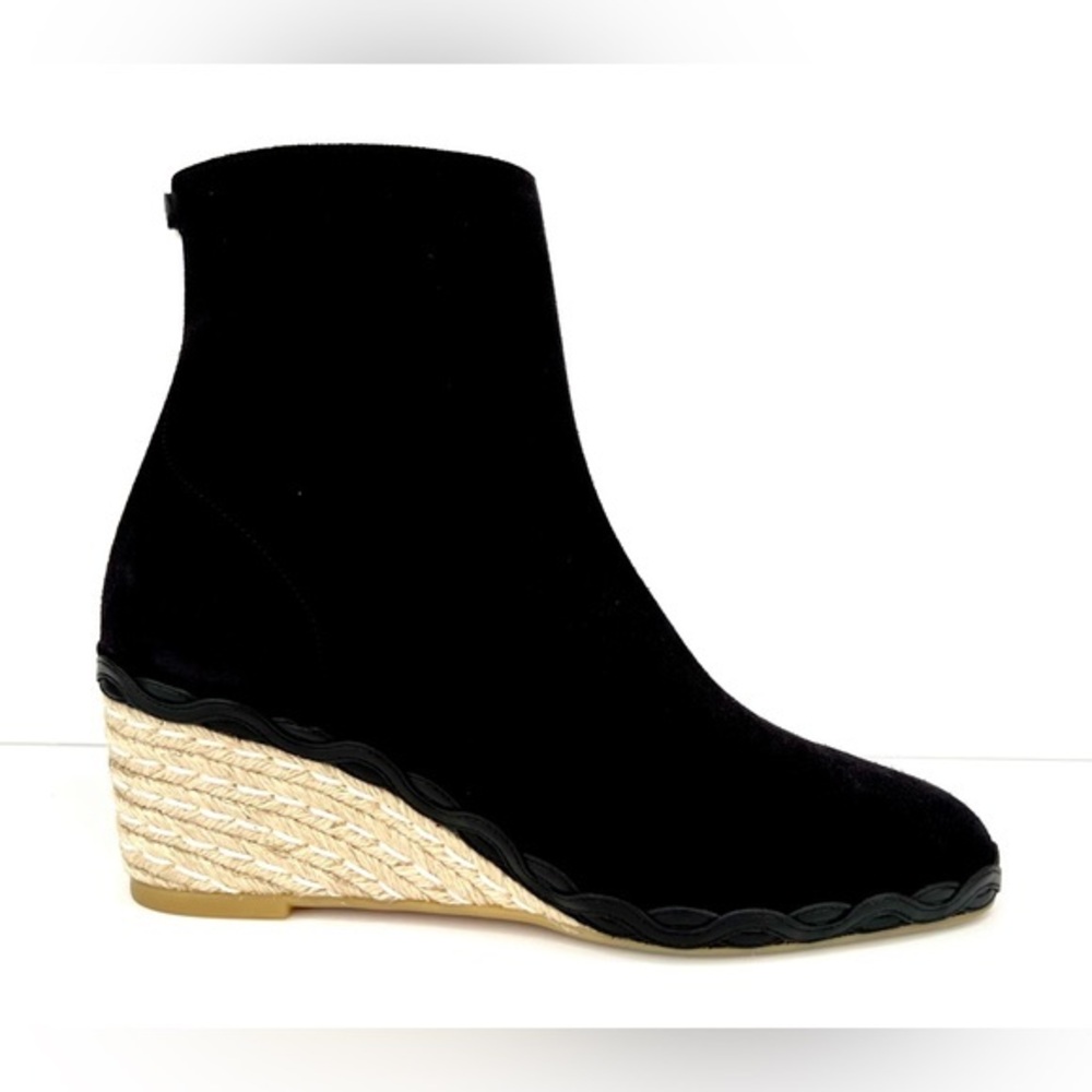 SALVATORE FERRAGAMO CANARIA CROSTA ESPADRILLE WEDGE SUEDE BOOTIES SIZE 10.5